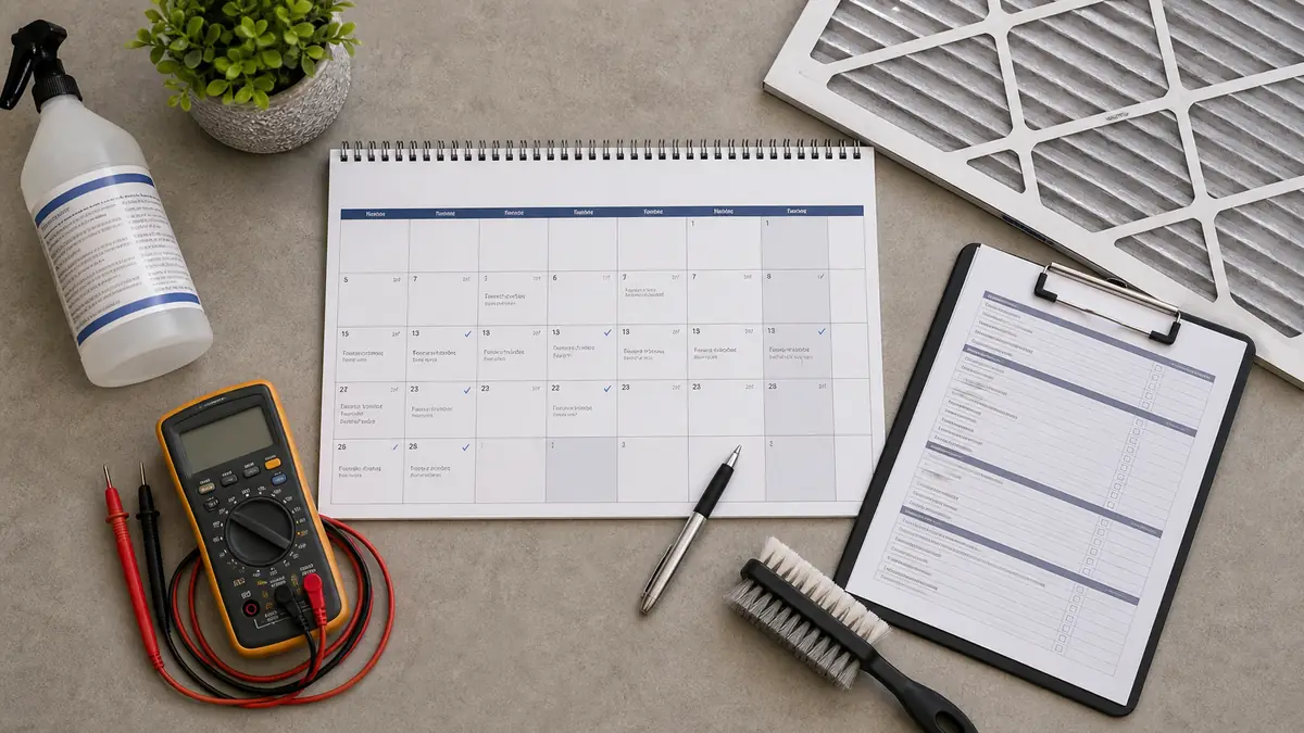 Illustration of a seasonal HVAC maintenance schedule for Arcadia, CA homes