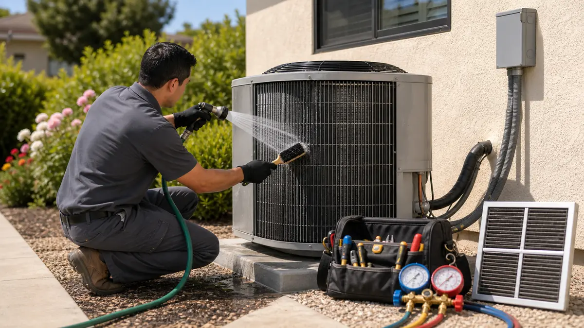 Illustration of spring Trane condenser coil cleaning in Arcadia, CA